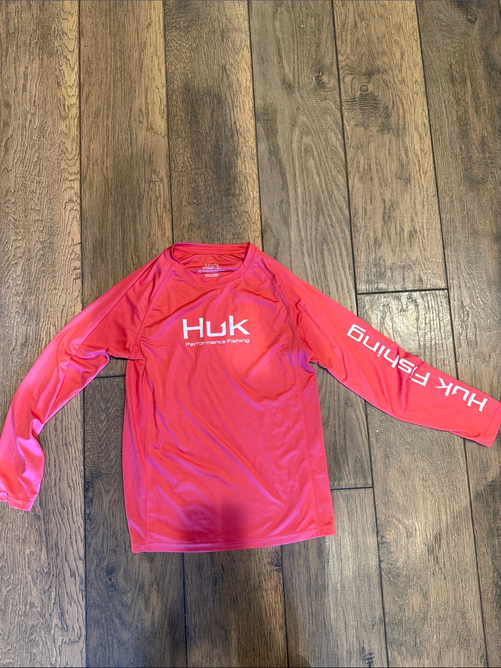 Huk Bright Coral Performance Fishing Long Sleeve Shirt